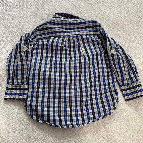 5/$25 babyGap blue black striped collared long sleeve button front shirt - Picture 6 of 7